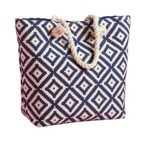 Summer & Rose Navy Blue and Cream
Diamond Beach Tote‎ Bag